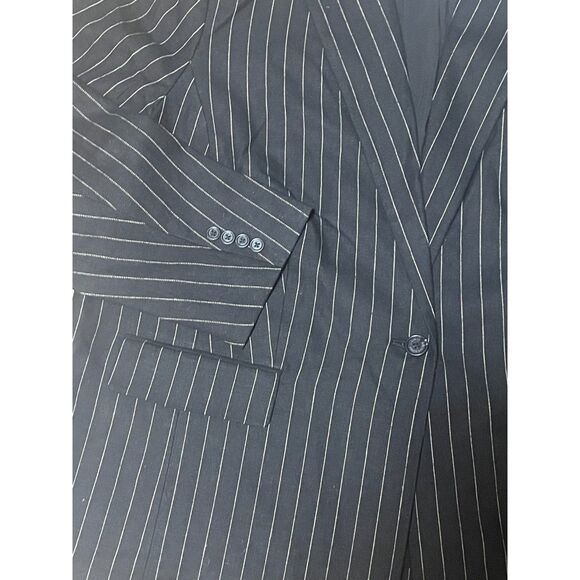 Lauren Ralph Lauren 22W Black Pinstripe Linen Blazer NWT $265 Career Jacket - Picture 5 of 12